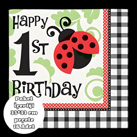 Uğur Böcekli 1 Yaş Peçete 33*33 cm 16 Adet