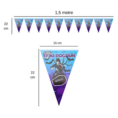 Wednesday Temalı İyiki Doğdun Flama Bayrak Set Süs