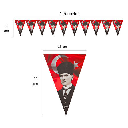 Atatürk Türk Bayrağı Flama Bayrak Set Süs