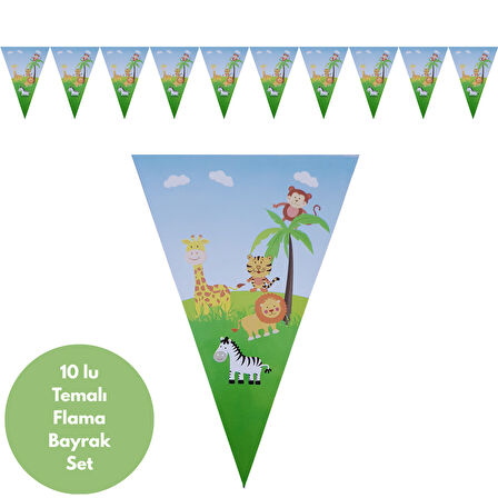 Sevimli Hayvanlar Flama Bayrak Set Süs