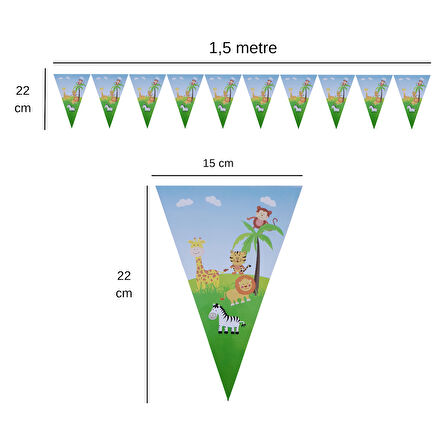 Sevimli Hayvanlar Flama Bayrak Set Süs