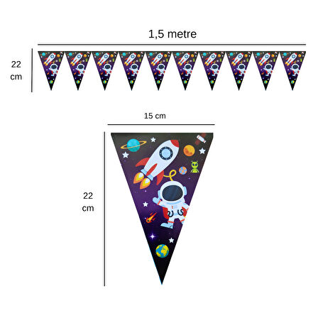 Uzay Temalı Flama Bayrak Set Süs