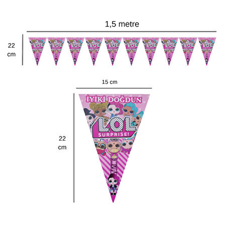 İyiki Doğdun Lol Bebek Temalı Flama Bayrak Set Süs