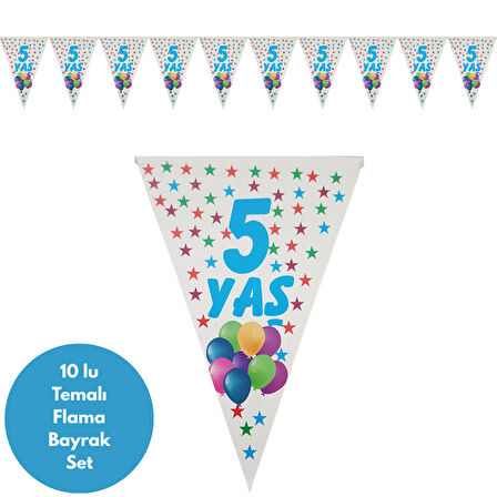 5 Yaş Rengarenk Yıldızlar Flama Bayrak Set Süs