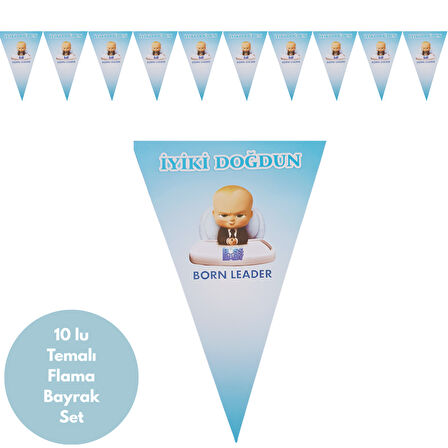 İyiki Doğdun Baby Boss Temalı Flama Bayrak Set Süs