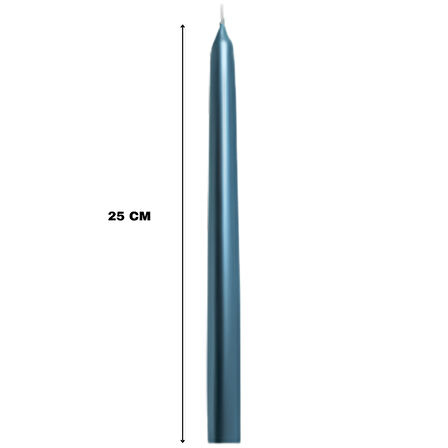 Mavi Renkli Şamdan Mum 10 Lu Paket 25 cm