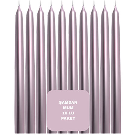 Pembe Renkli Şamdan Mum 10 Lu Paket 25 cm