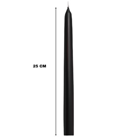 Siyah Renkli Şamdan Mum 10 Lu Paket 25 cm
