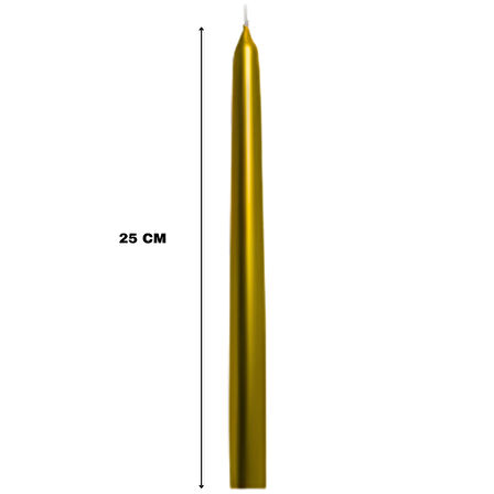 Altın Renkli Şamdan Mum 10 Lu Paket 25 cm