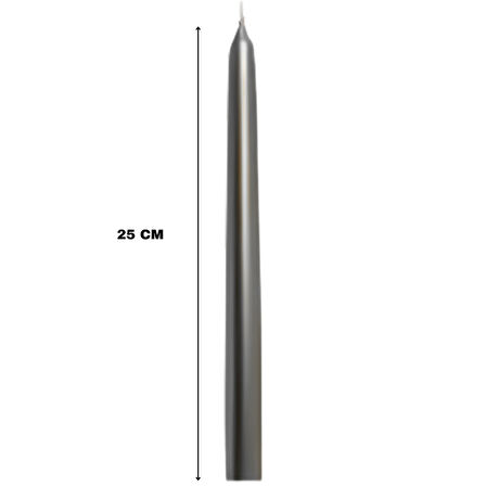 Gümüş Renkli Şamdan Mum 10 Lu Paket 25 cm