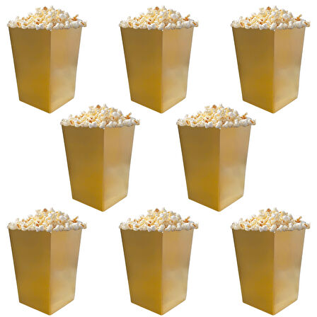 Altın Renkli Popcorn Mısır Kutusu 8 li Paket