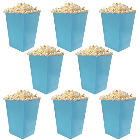Mavi Renkli Popcorn Mısır Kutusu 8 li Paket