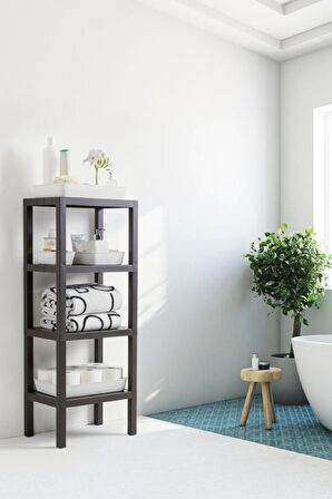 Ombeg 4 Katlı Modüler Raf Banyo Düzenleyici Mutfak Balkon Salon Bahçe Organizeri Kahverengi