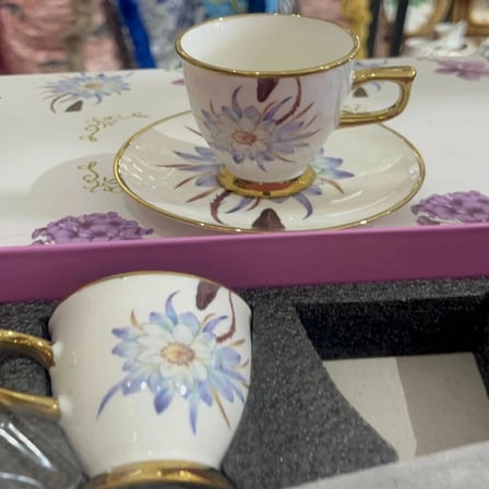 Mavi Lavanta Desenli Kutulu Fincan Takımı (6’lı)