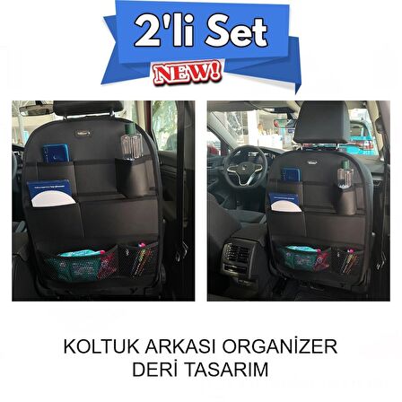 Fiat Egea Lüks Deri Organizer Koltuk Arkası Düzenleyici Koruyucu Siyah İkili Set