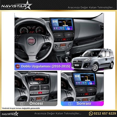 Fiat Doblo 2010-2015 Model 2GB + 32GB Android 13 Kablosuz Carplay Navigasyon Multimedya Sistemi 