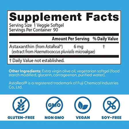 Doctors BEST Astaxanthin with AstaReal Supports Skin Elasticity for Healthy Aging 90 Softgels