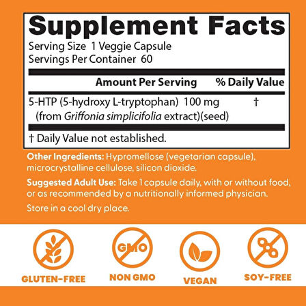 Doctors Best 5-HTP tryptophan Supports Mental & Emotional Well-Being 60 Veggie Caps