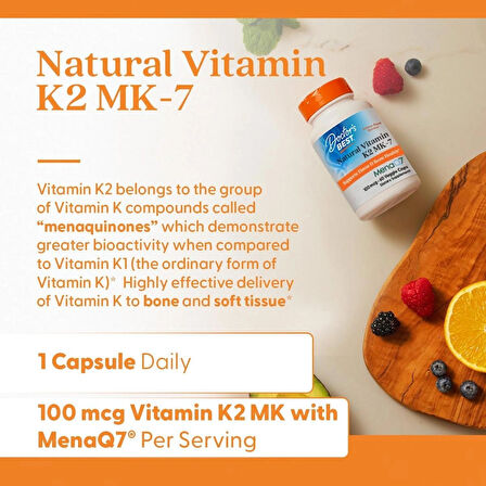 Doctor's Best Natural Vitamin K2 MK7 Men & Women - Bone Health 100 mcg MenaQ7 Calcium 60 Veg