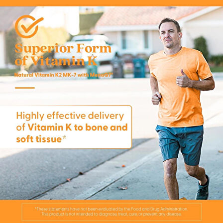 Doctor's Best Natural Vitamin K2 MK7 Men & Women - Bone Health 100 mcg MenaQ7 Calcium 60 Veg