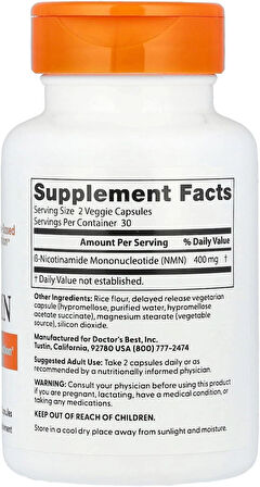Doctor's Best NMN Nicotinamide Mononucleotide Nad+ 400 mg 60 Caps