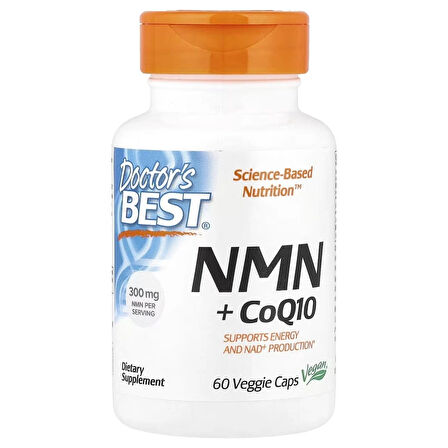 Doctor's Best, NMN Nicotinamate 150 mg + CoQ10 Coenzyme 50 mg, 60 Bitkisel Kapsül