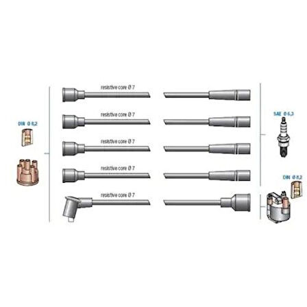 Doduco 7675 Buji Bobin Kablosu DKS SLX S Düz Motor 1.4 1.6 Kısa 7777077