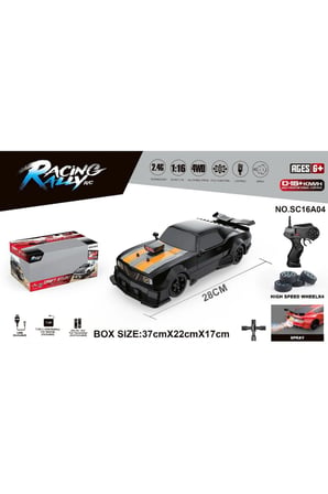 1:16 Ölçek 2.4Ghz Uzaktan Kumandalı Full Fonksiyon Şarjlı Dodge Challenger Görünümlü Drift Araba