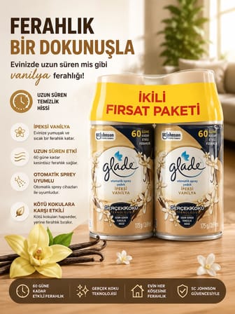 Glade İpeksi Vanilya Oda Kokusu Otomatik Sprey Yedek 2'li Paket 269 ml