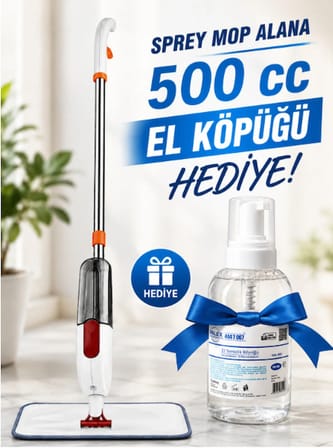 DOFİX 3+1 Yedek Bezli Çok Amaçlı Su Hazneli Mikrofiber Spreyi Mopu Temizleme Aparatı ve 500 cc El Yıkama Köpüğü Hediyeli