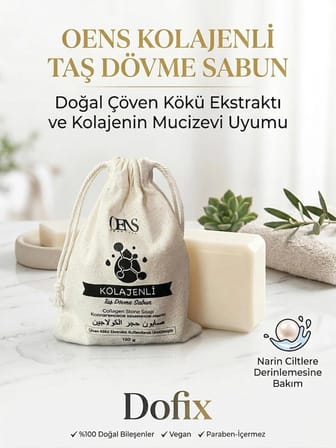 Dofix Kolajenli Taş Dövme Sabun 120 g Doğal Çöven Kökü Ekstraktı Narin Ciltlere Bakım