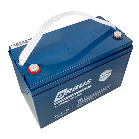 ORBUS 12 VOLT - 100 AMPER KARBON JEL TİP AKÜ (330 X 173 X 212 MM)
