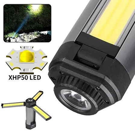 POWERMASTER PM-24565 25 WATT USB - TYPE-C GİRİŞLİ P50 VE COB LEDLİ 2 KANATLI KOLLU ÇALIŞMA LAMBASI