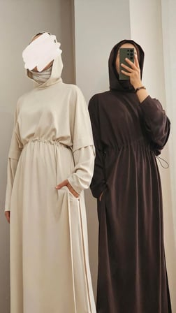 Tesettür Doha Kapüşonlu Tunik Pantolon Takım Şardonsuz Üç İplik Bel Büzgülü Kadın Alt Üst Eşofman