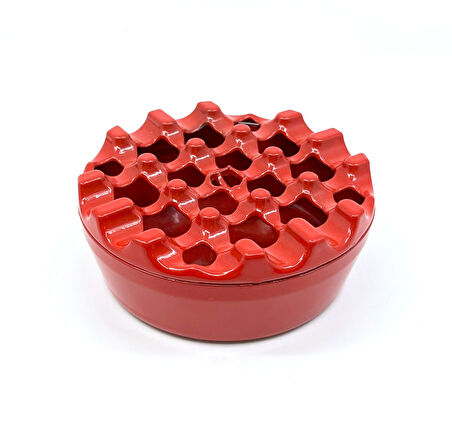 Yuvarlak Metal Küllük - Kırmızı