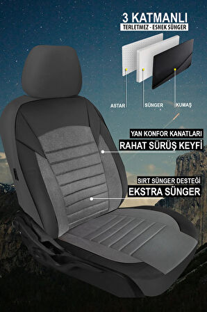 Mercedes Vito  Uyumlu 5 KOLTUK TAM SET MOCHA SERİSİ TAM SET TAY TÜYÜ OTO KOLTUK KILIFI FÜME