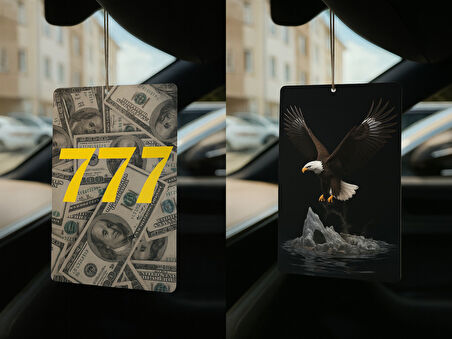 Dolar Manifest 777 ve Kartal - İkili Oto Kokusu - Dekoratif Araç Kokusu ve Aksesuarı
