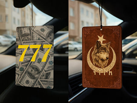 Dolar Manifest 777 ve Göktürk Türk Kurt - İkili Oto Kokusu - Dekoratif Araç Kokusu ve Aksesuarı
