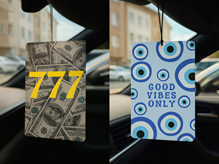 Dolar Manifest 777 ve Nazar Boncuğu - İkili Oto Kokusu - Dekoratif Araç Kokusu ve Aksesuarı