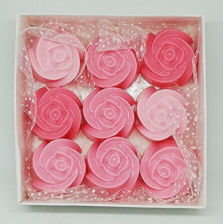 Sabun - Kokulu Süs Sabunu - Gül 9 Adet Pembe - 3cm*2cm