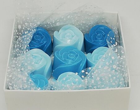 Sabun - Kokulu Süs Sabunu - Gül 9 Adet Mavi - 3cm*2cm