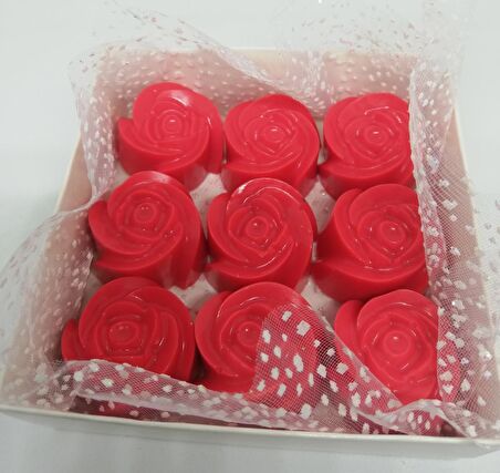 Sabun - Kokulu Süs Sabunu - Gül 9 Adet Kırmızı-3cm*2cm