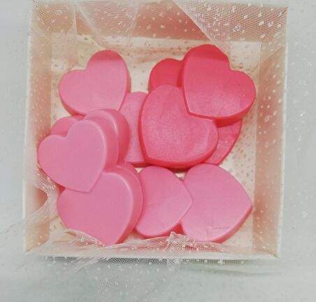 Sabun - Kokulu Süs Sabunu - Kalp 6 Adet Pembe-5cm