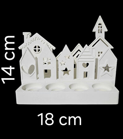 MİNİMAL KIŞ KÖYÜ TEALIGHT ŞAMDAN SETİ - YILBAŞI ÖZEL ( KIRILMAZ )