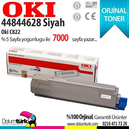 Oki C822 / 44844628 Siyah Orijinal Toneri
