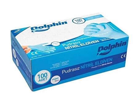 Dolphin Nitril Eldiven Pudrasız Mavi M 100lü