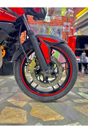 DesingONB Motorsiklet Jant Şeridi Kırmızı Sağ-Sol/Ön-Arka