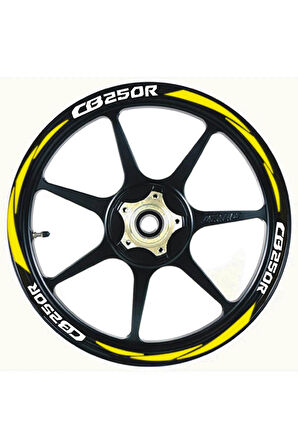 DesingONB Motorsiklet Jant Şeridi Sarı Cb250R Uyumlu Yazılı Sağ-Sol/Ön-Arka