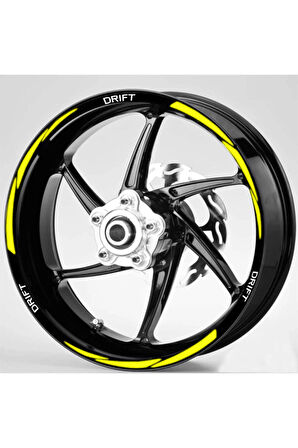 DesingONB Motorsiklet Jant Şeridi Sarı Mondial Beyaz Drift Uyumlu Yazılı Sağ-Sol/Ön-Arka