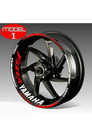 DesingONB Motorsiklet Jant Şeridi Fazer Yamaha Uyumlu Beyaz-Kırmızı Sağ-Sol/Ön-Arka